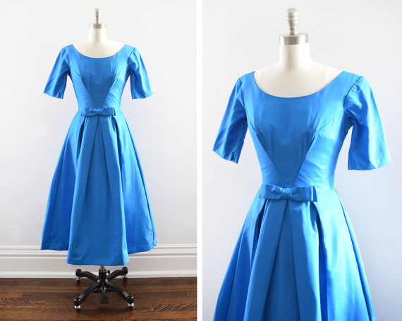 bright blue party dress