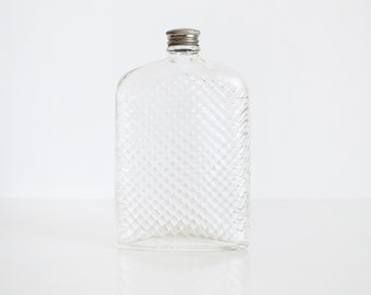 Vintage 20s Glass Flask, Large Glass Flask, 1927 Universal Art Deco Glass Hip Flask