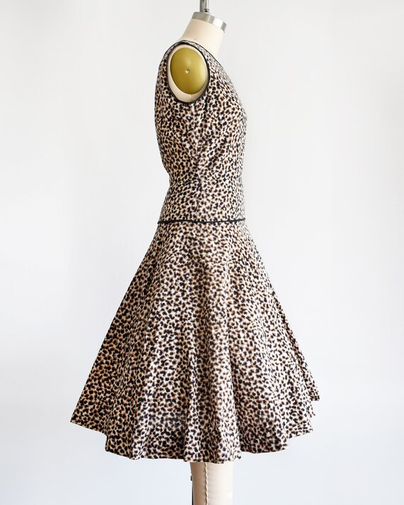 50s Leopard Print Dress, Vintage 1950s Animal Pri… - image 3
