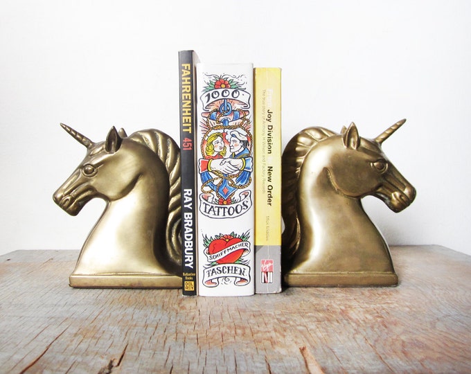 Unicorn Bookends / Vintage Brass Unicorn Bookends / Large Etsy
