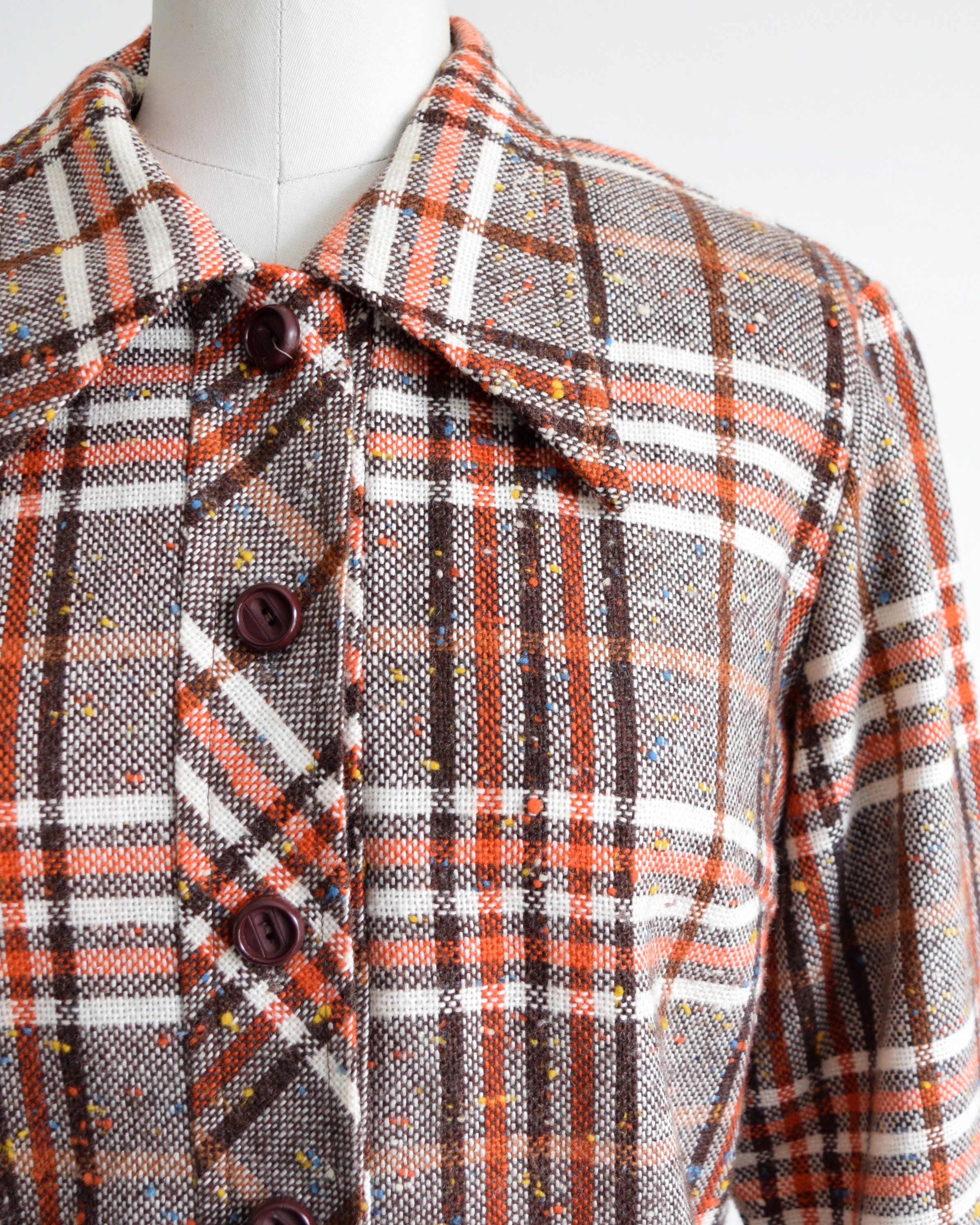 70s Plaid Flannel Shirt Vintage 1970s Brown & Orange Button - Etsy