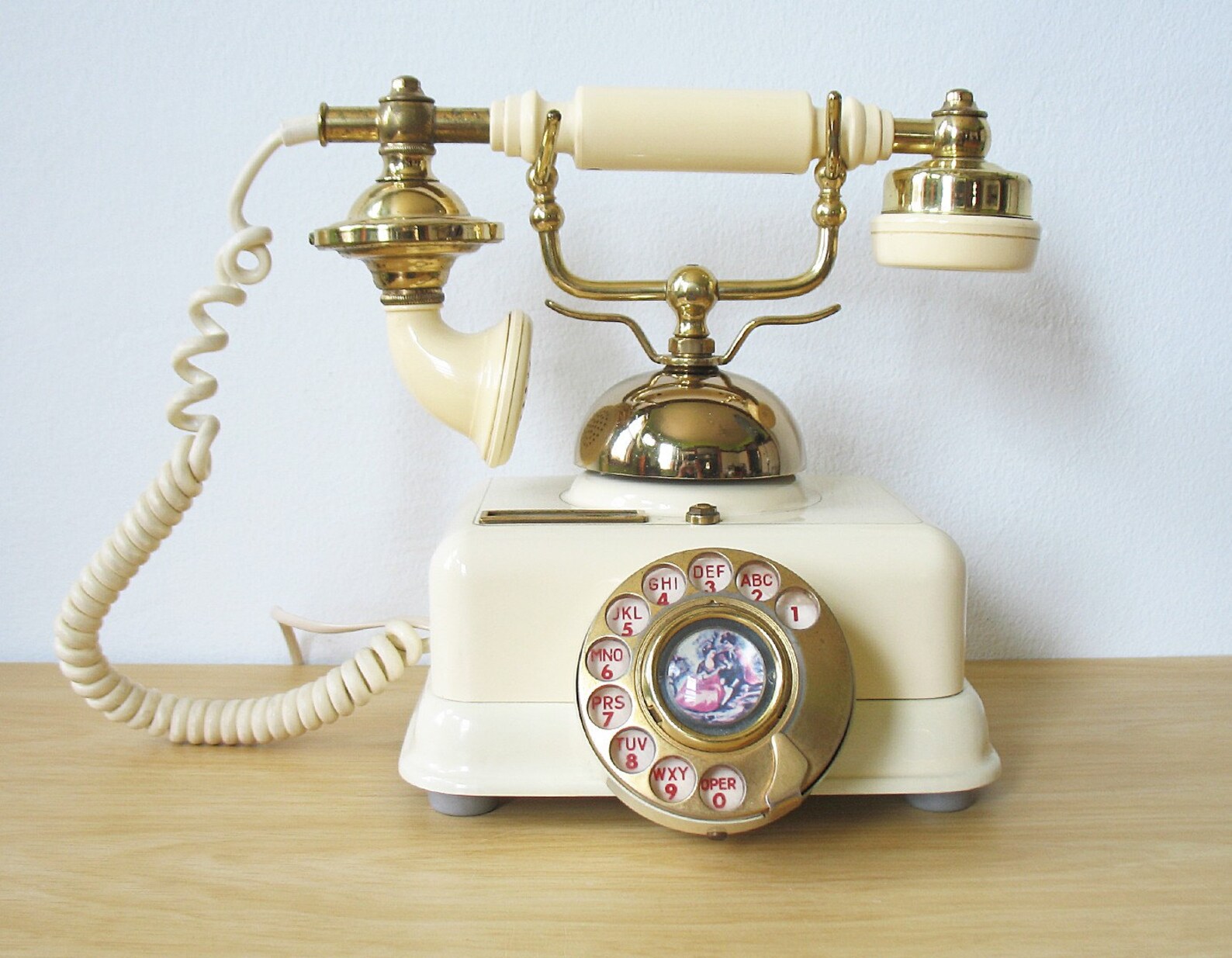 Vintage 1973 rotary dial PRINCESS phone cream and gold Etsy