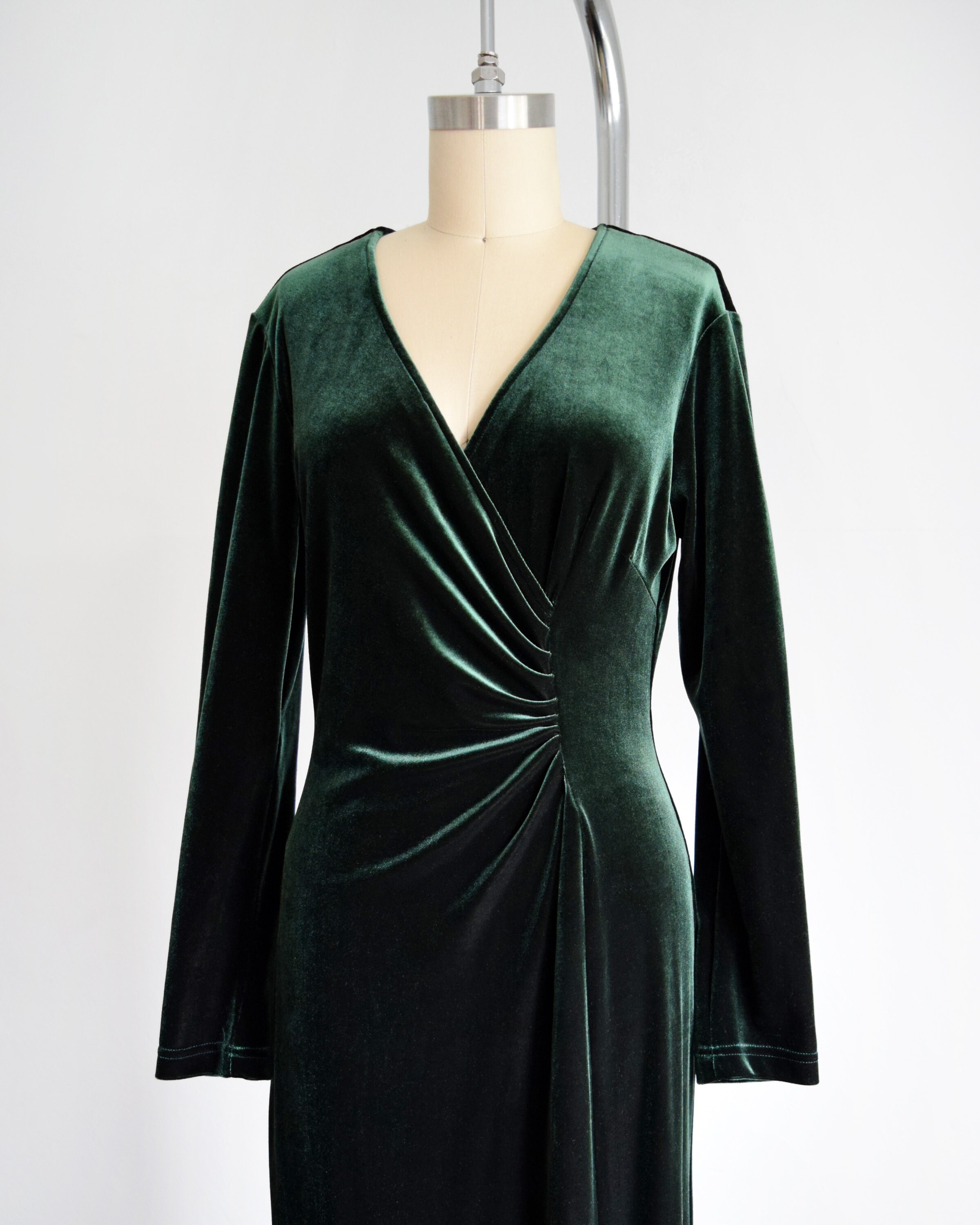 90s Green Velvet Dress Vintage 1990s Maxi Dress Forest Green | Etsy