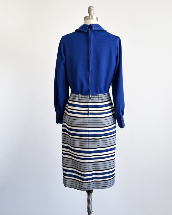 Vintage 1960s Blue Striped Mod Scooter Dress, sma… - image 4
