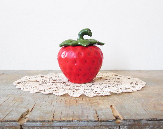 Ceramic Strawberry Sugar Bowl / Jam Pot Etsy