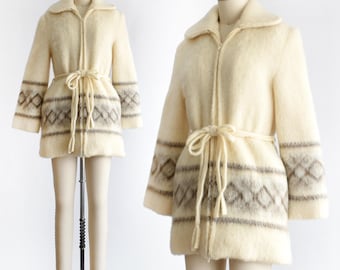 70s Alfafoss Icewool Sweater Coat, xs/small