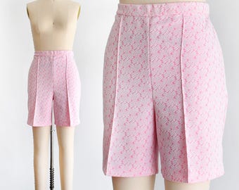Vintage 1970s Light Pink Floral Shorts, large/xl