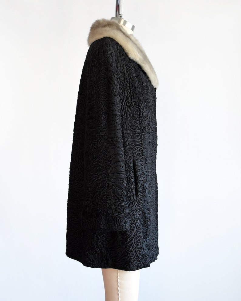 50s Black Curly Lamb Fur Coat Vintage 1950s Coat Persian | Etsy