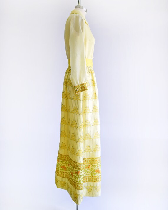 70s Alfred Shaheen Maxi Dress, Vintage 1970s Yell… - image 3