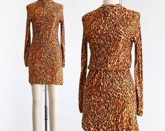 1960s Leopard Print Mini Dress, xs/small