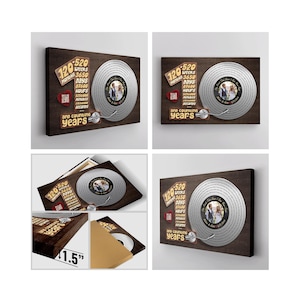 Tin Inspired 10th Anniversary Gift, Personalized Song Lyric Canvas with Vinyl Record and QR Code