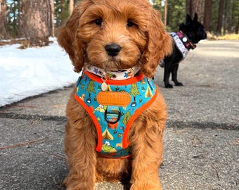 Personalized Dog Harness: Tahoe Adventure Print, Adjustable Padded Pet Harness