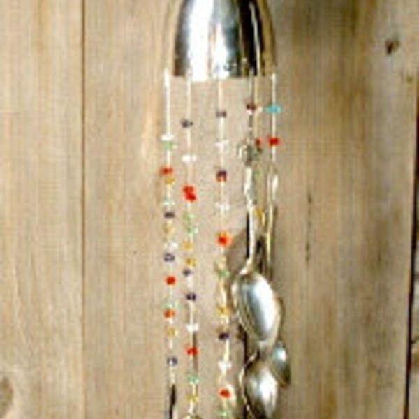 Repurposed Sterling Silver Goblet Cascading Silverware Chime Wind Chime Recycled Silverware Wind Chime