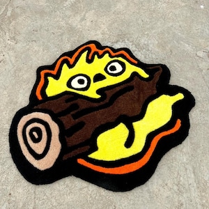 Custom Calcifer Tufted Rug: Handmade Acrylic & Cotton Area Rug