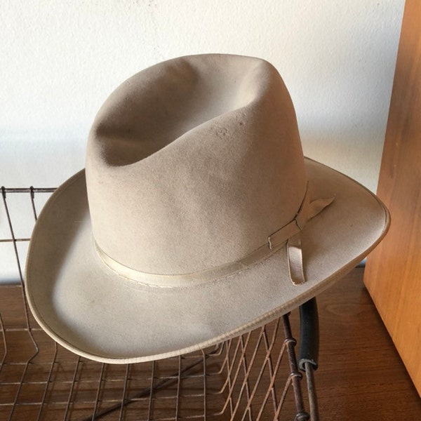Vintage Western Cowboy, Cowgirl Hat Tan, Stetson Style Fashion Clothing Accessory for Everyday, Indie, Music, Band, Hipster, Music, Costume