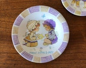 Vintage Peanut Butter Jelly Kids Child s Tea Set Dishes, Plates 70 s Retro Fun Tin Litho Collectible Dolls, Teddy Bear, Holly Hobbie Era