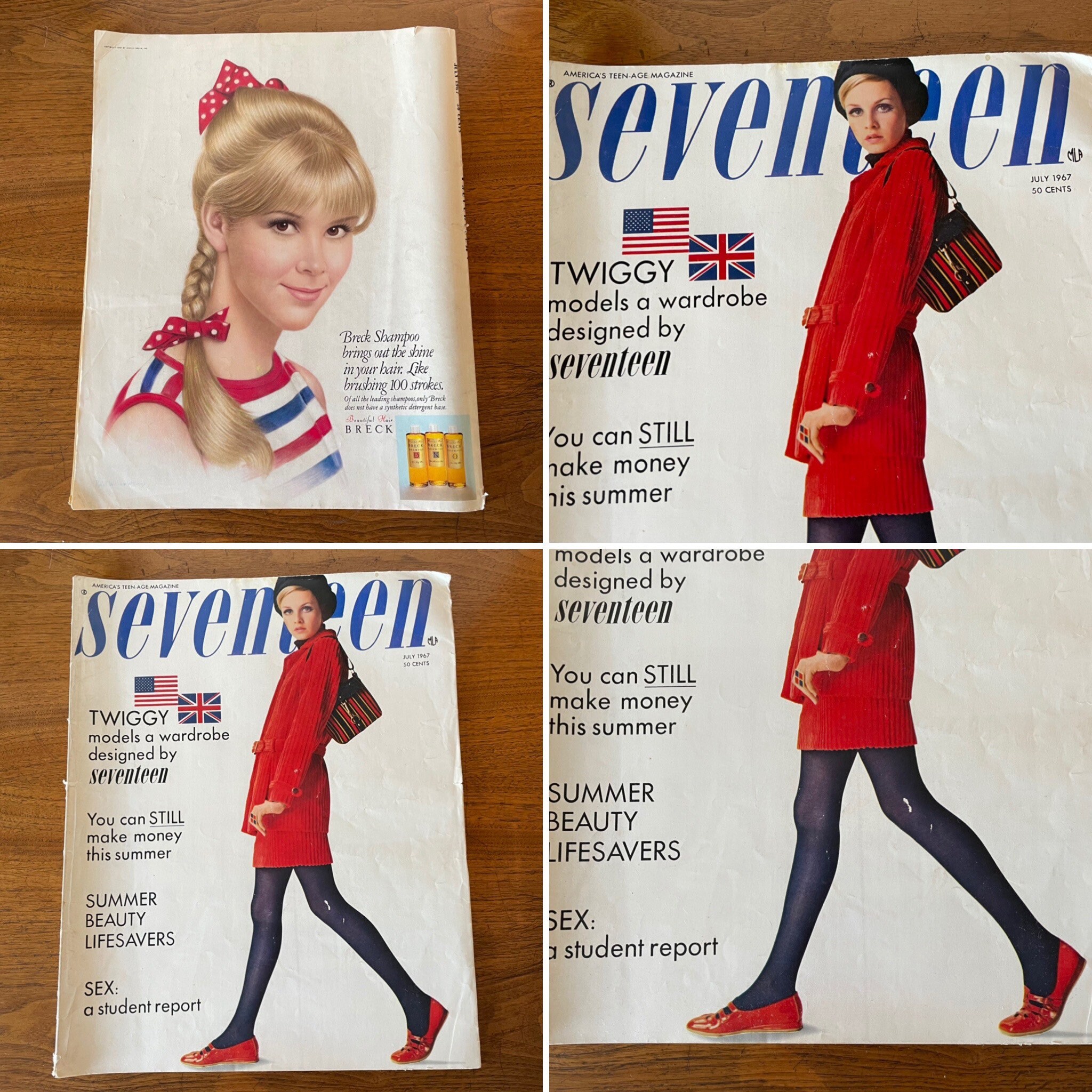 Vintage Seventeen Magazine Twiggy Cover Super Model July