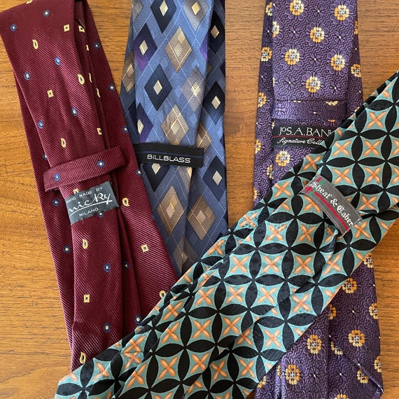 Vintage Necktie Collection Lot of 4 Burgundy, Blu… - image 6