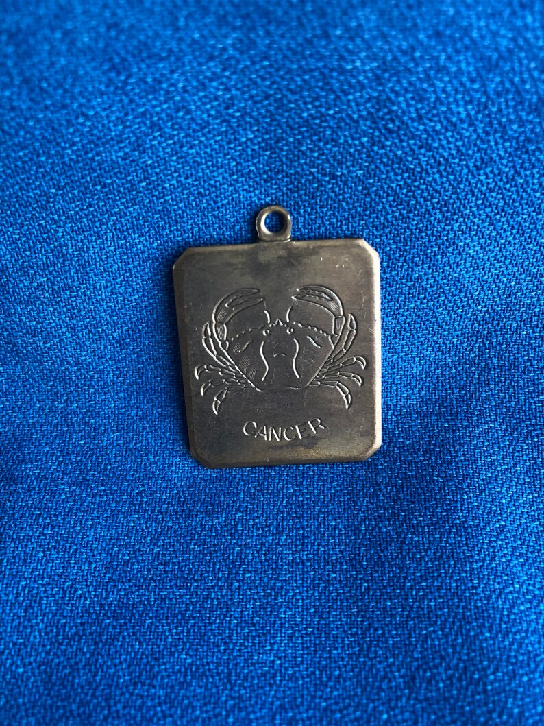 Vintage Zodiac Sign Cancer Necklace Pendant Key Chain Fob or Jewelry Project 60/'s 70/'s Gold Tone Brass Metal So Nice!