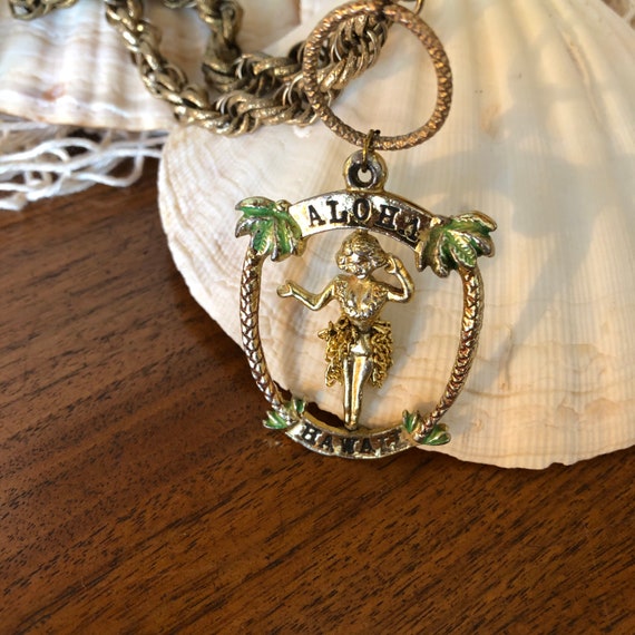 Vintage Hula Girl Aloha Hawaii Necklace, Fabulous… - image 9