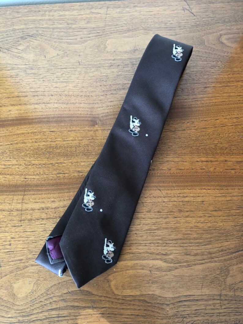 Vintage Mickey Mouse Playing Baseball Neck Tie Mod 60's - Etsy