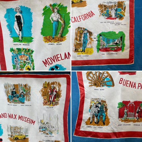 Amazing Vintage Movieland Wax Museum Scarf, Buena… - image 5