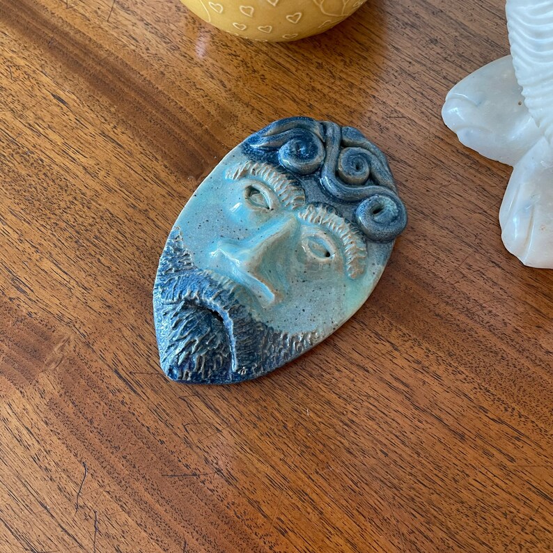 Vintage Pottery Face Tile Mid Century Modern Head Mask Art Etsy
