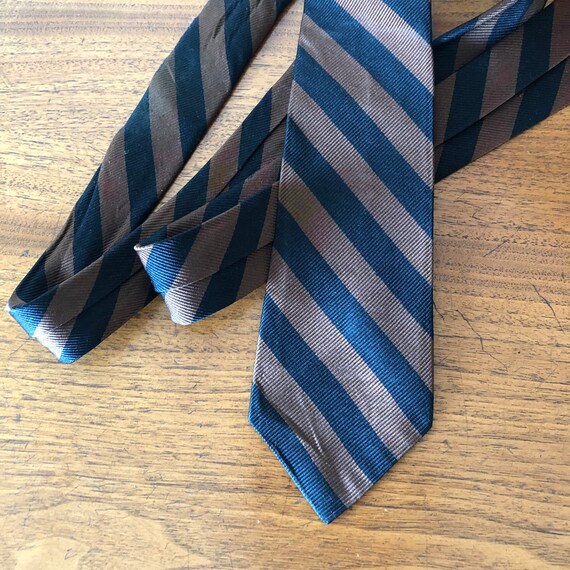 Vintage Necktie Black & Brown Stripes, Mad Men Sk… - image 6