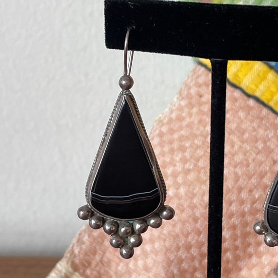 Beautiful Vintage Sterling Silver and Black Stone… - image 3