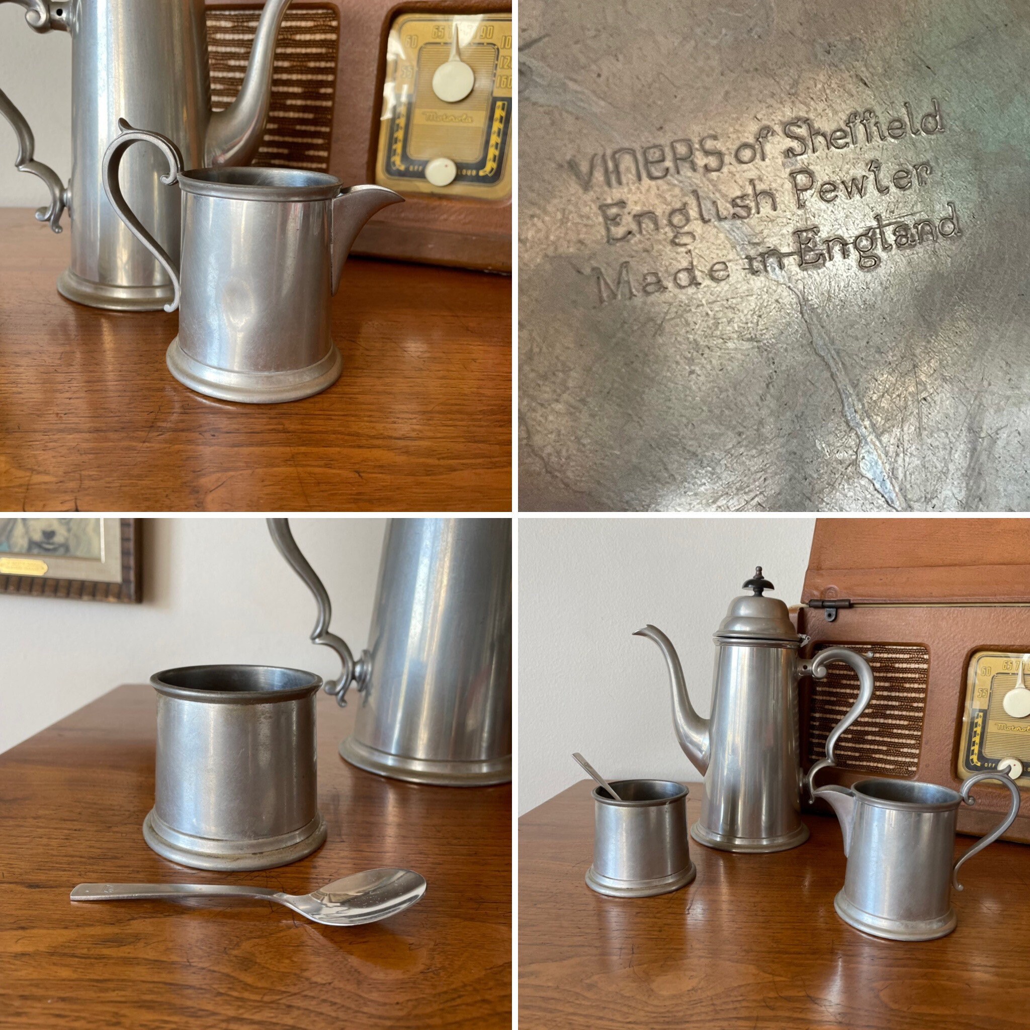 Vintage Viners of Sheffield English Pewter Tea Set, UK, Made