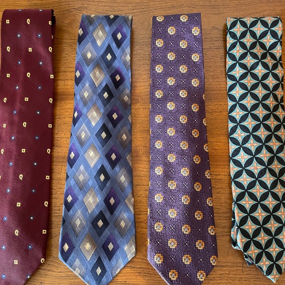 Vintage Necktie Collection Lot of 4 Burgundy, Blu… - image 2