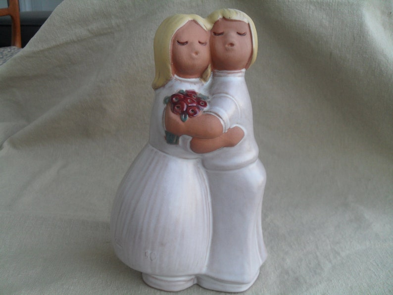 Vintage Wedding or Love Couple Pottery Figure Made in Sweden image 2