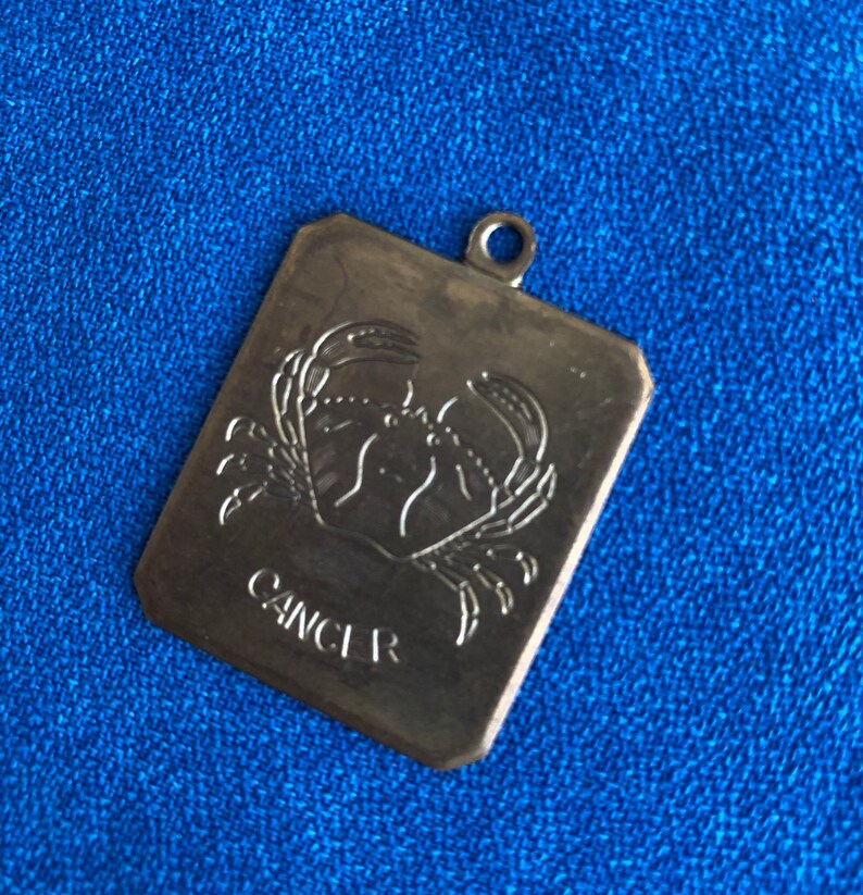 Vintage Zodiac Sign Cancer Necklace Pendant Key Chain Fob or Jewelry Project 60/'s 70/'s Gold Tone Brass Metal So Nice!