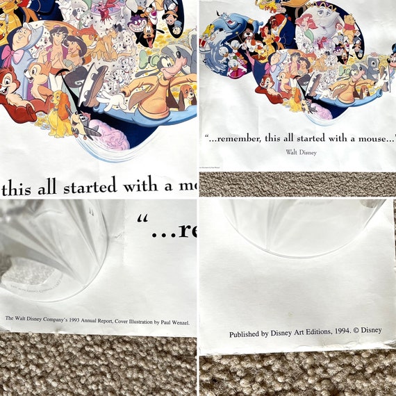 Vintage Disney Poster All Started With A Mouse, Mickey Minnie