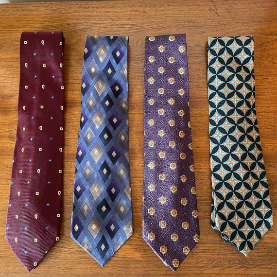 Vintage Necktie Collection Lot of 4 Burgundy, Blu… - image 1