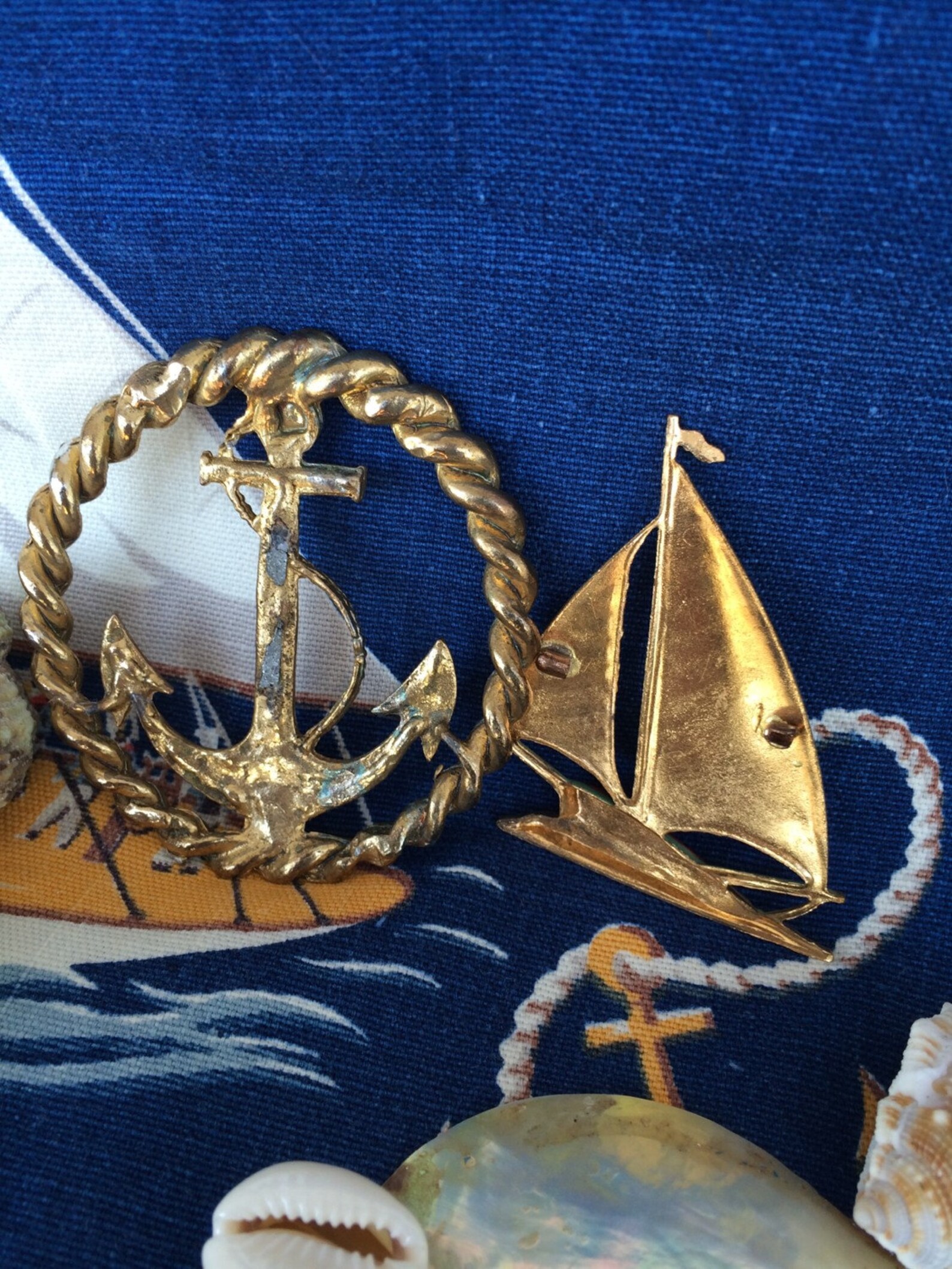 Vintage Metal Ship Anchor and Sail Boat Found Art Objects for Etsy