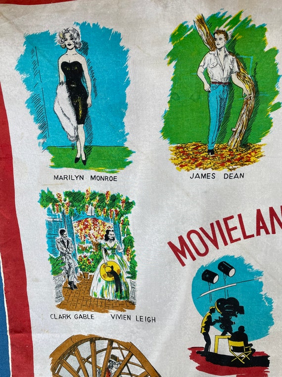 Amazing Vintage Movieland Wax Museum Scarf, Buena… - image 7