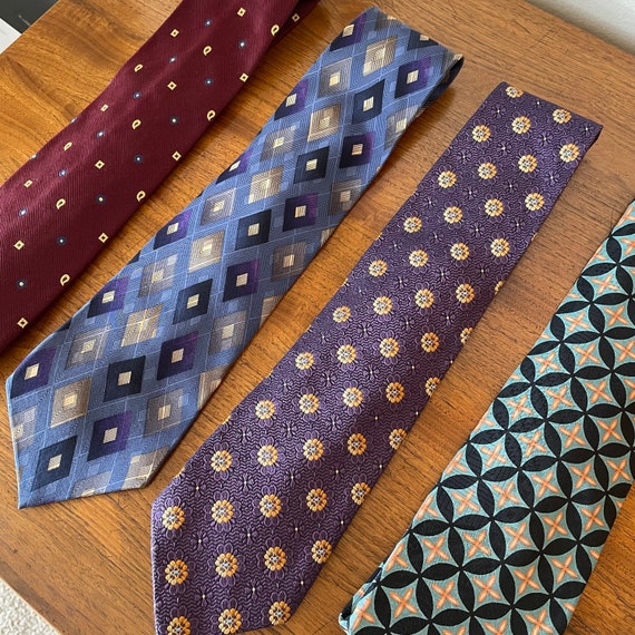 Vintage Necktie Collection Lot of 4 Burgundy, Blu… - image 4