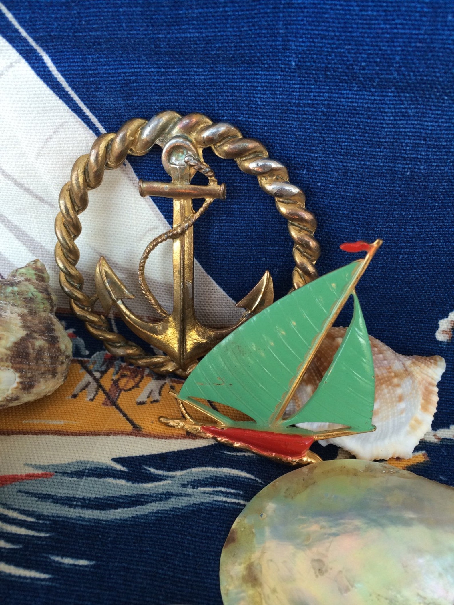 Vintage Metal Ship Anchor and Sail Boat Found Art Objects for Etsy