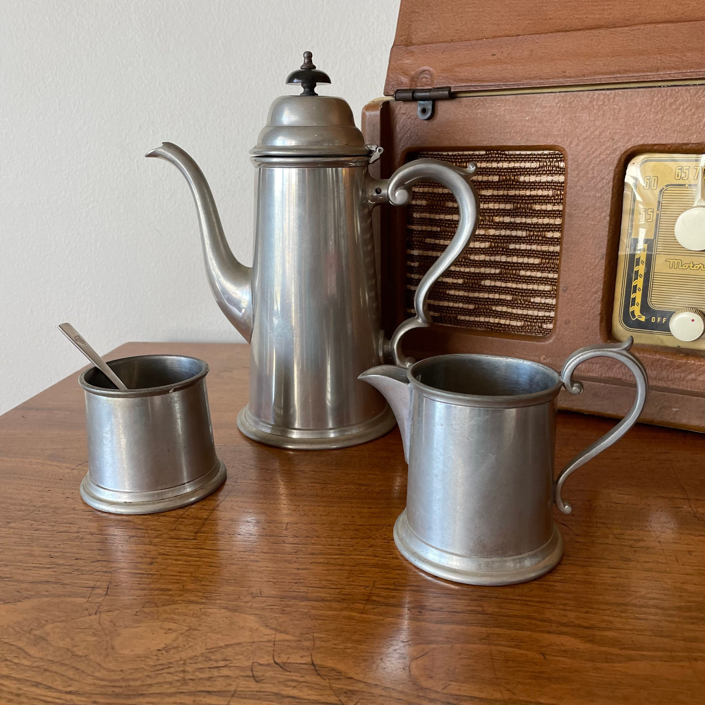Vintage Viners of Sheffield English Pewter Tea Set, UK, Made in