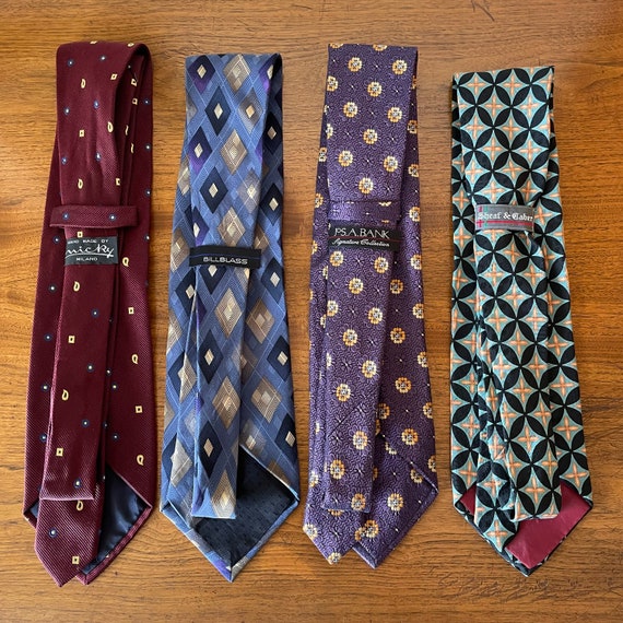 Vintage Necktie Collection Lot of 4 Burgundy, Blu… - image 3