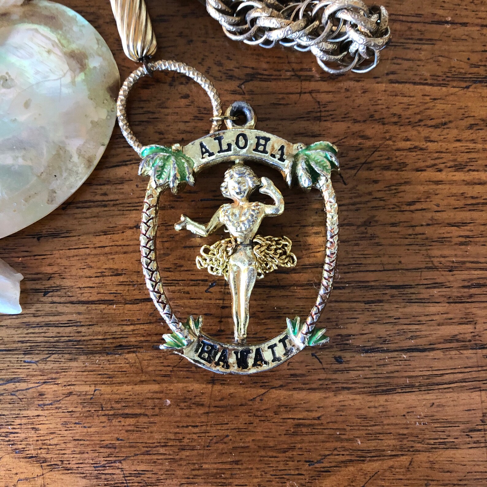 Vintage Hula Girl Aloha Hawaii Necklace Fabulous Chain Etsy