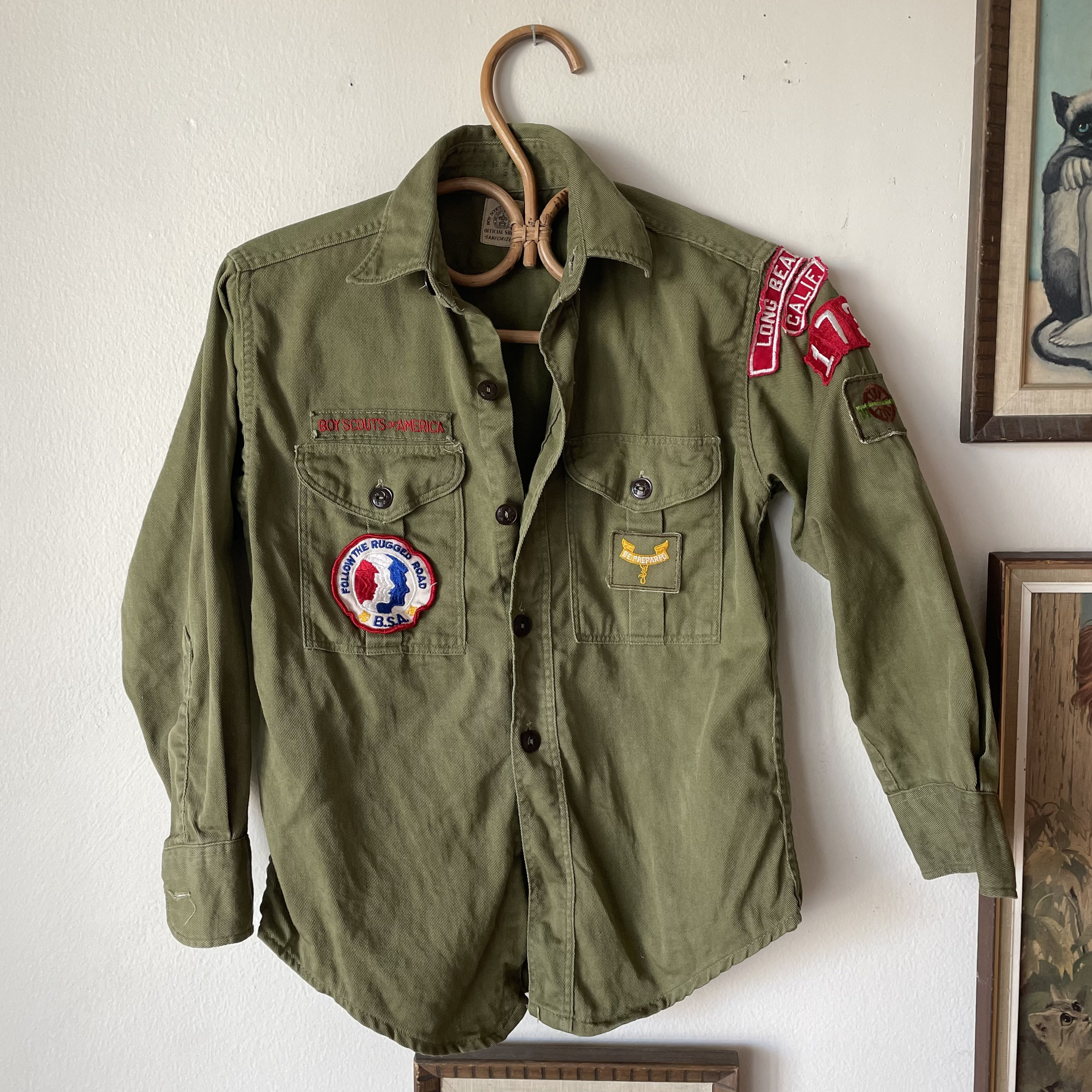 1940's Boy Scout Uniform Shirt With Bakelite Buttons And Insignia, 21 ...