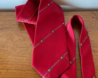 Vintage BTD Boston Transportation Department Red 70's Uniform Necktie Men’s Designer Fashion Clothing Tie Suit Jacket Accessory 1970's 80’s