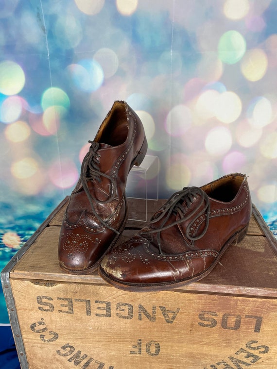 Eerbetoon Toestand Ijdelheid Vintage Mens Brown Wing Tip Dress Shoes Leather London - Etsy