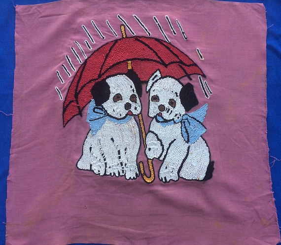 Vintage cousu broderie 2 chiots sous un parapluie pièce tissu pièce parapluie 40 ' s 50 ' s Boxer Tenture murale, sac fourre-tout, oreiller cas, artisanat, projet 73bcbc Vintage cousu broderie 2 chiots sous un parapluie pièce tissu pièce parapluie 40 ' s 50 ' s Boxer Tenture murale, sac fourre-tout, oreiller cas, artisanat, projet 73bcbc