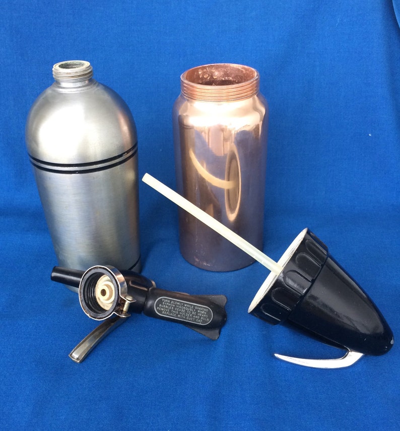 2 Vintage Metal Seltzer Bottles 40s 50s Retro Bar Mad Men Etsy