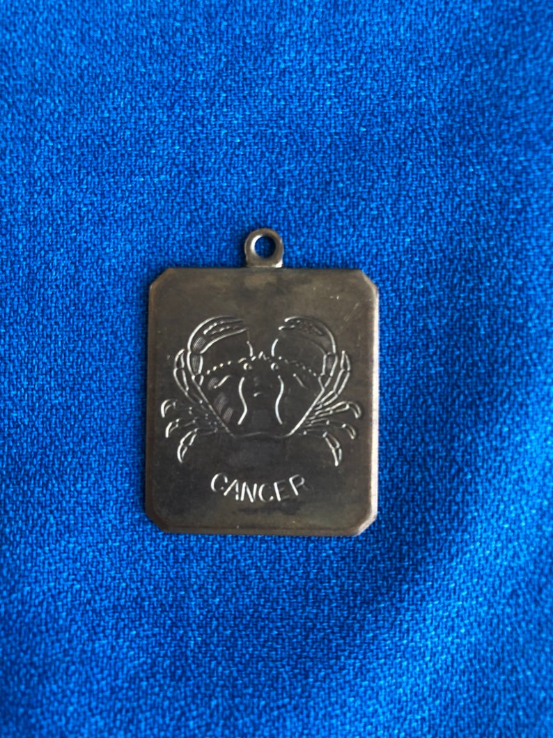 Vintage Zodiac Sign Cancer Necklace Pendant Key Chain Fob or Jewelry Project 60/'s 70/'s Gold Tone Brass Metal So Nice!