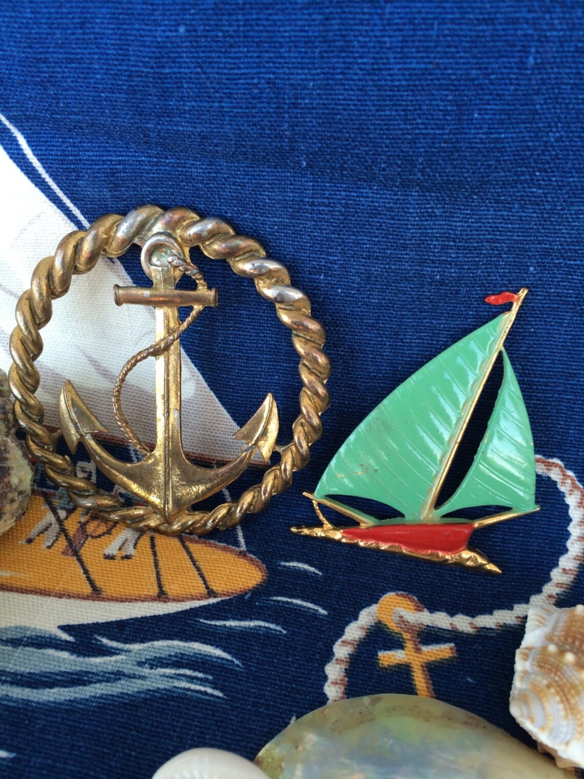 Vintage Metal Ship Anchor and Sail Boat Found Art Objects for Etsy