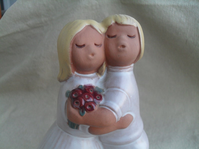 Vintage Wedding or Love Couple Pottery Figure Made in Sweden image 1